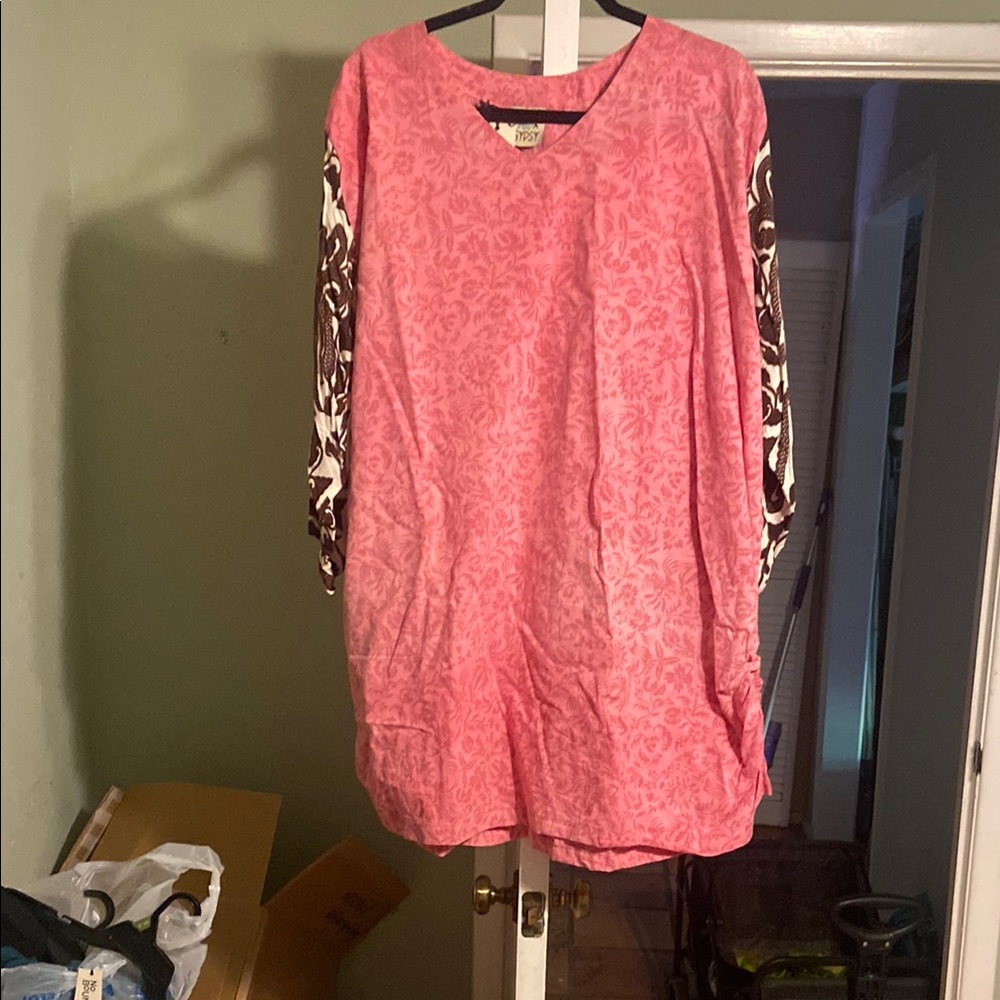 Jaded Gypsy Pink and Brown Patterned Tunic